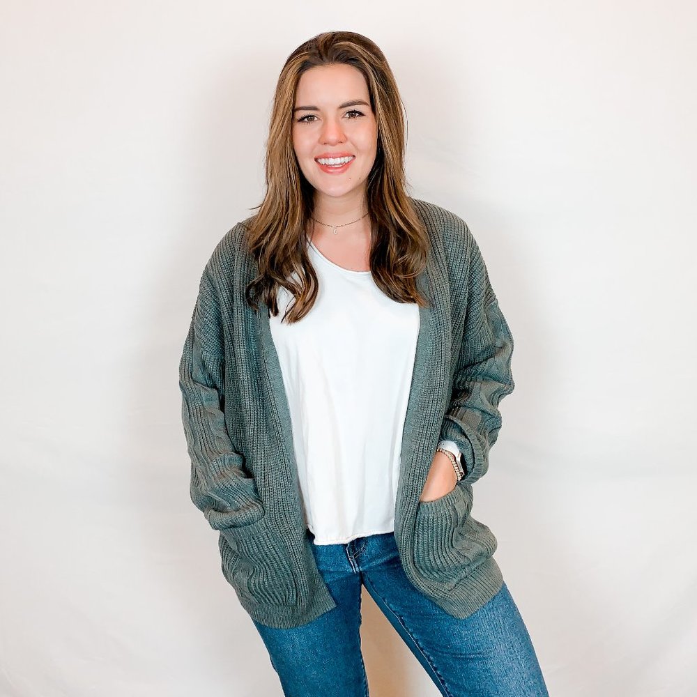 Grey Knit Cardigan Large